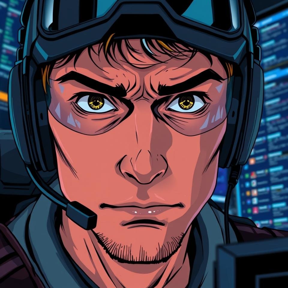 Odin in headset — calm eyes on screen, thousands watching live