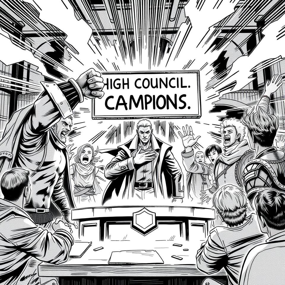HC team erupts in celebration — Solo Man fist to desk, CHAMPIONS on screen